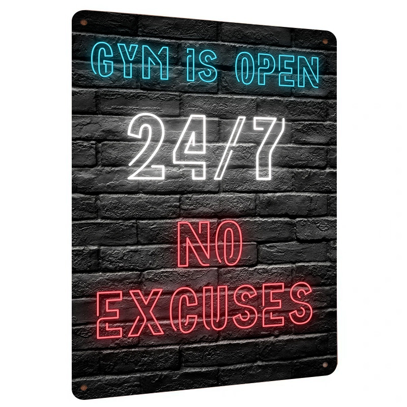 Art Craft Quotes - Gym 24 7 effet néon ouvert