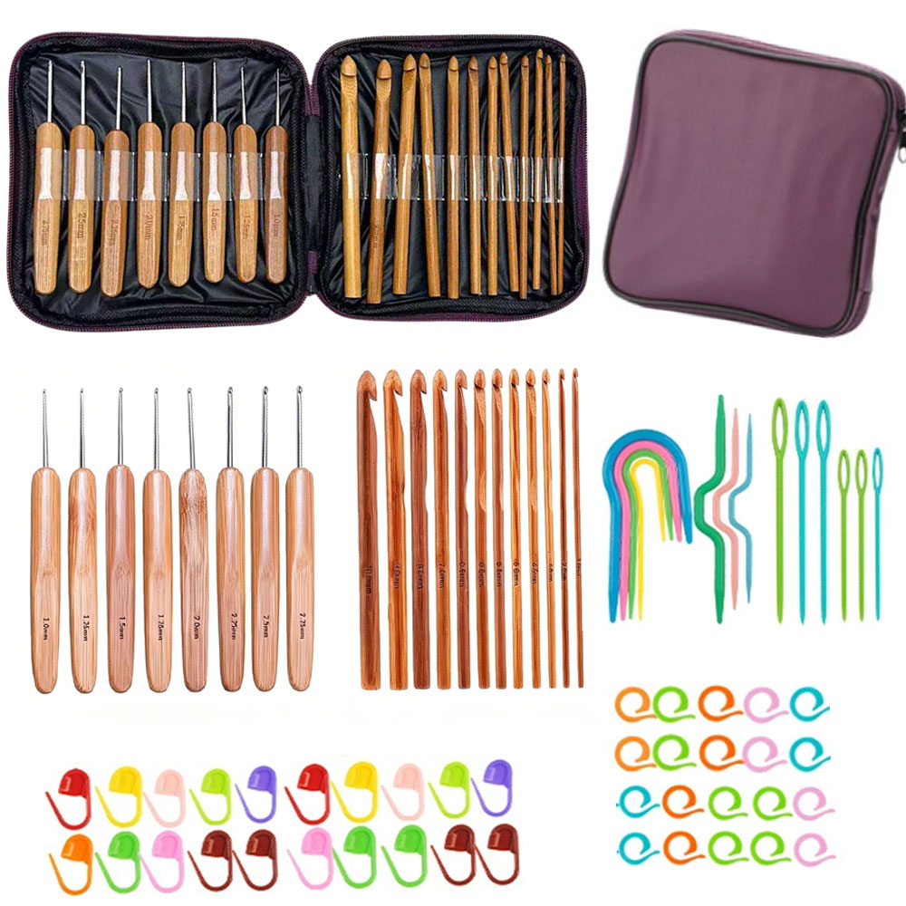 Art Craft Store - Ensemble de 74 crochets en bambou