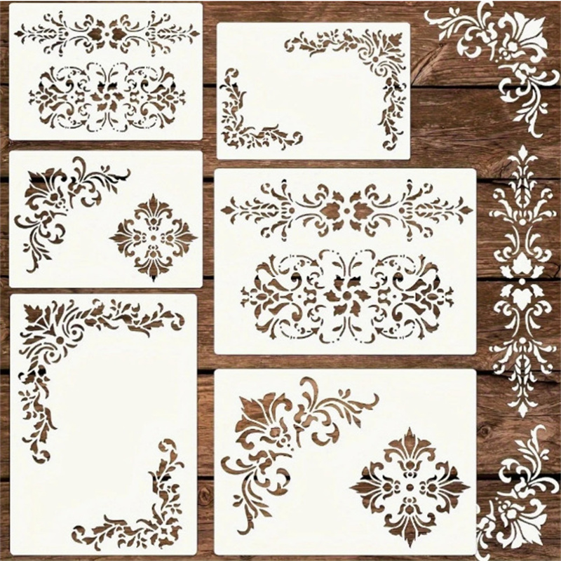 Art Craft Template - 6 pochoirs floraux d'angle pour la