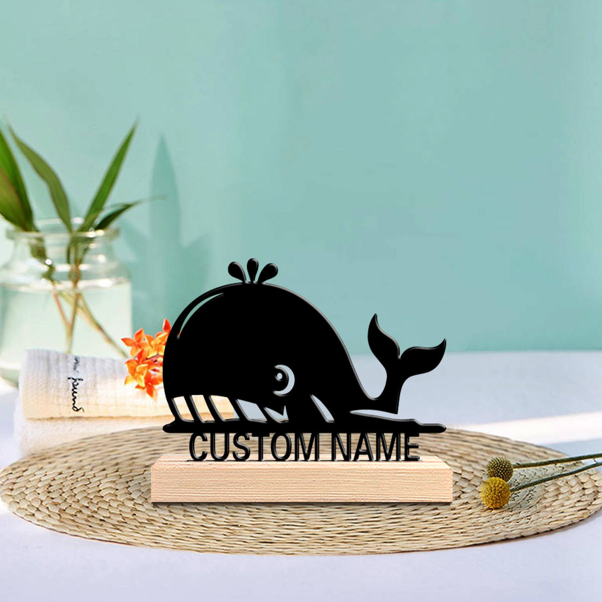 Art Craft Names - Statue de baleine abstraite personnalisée avec