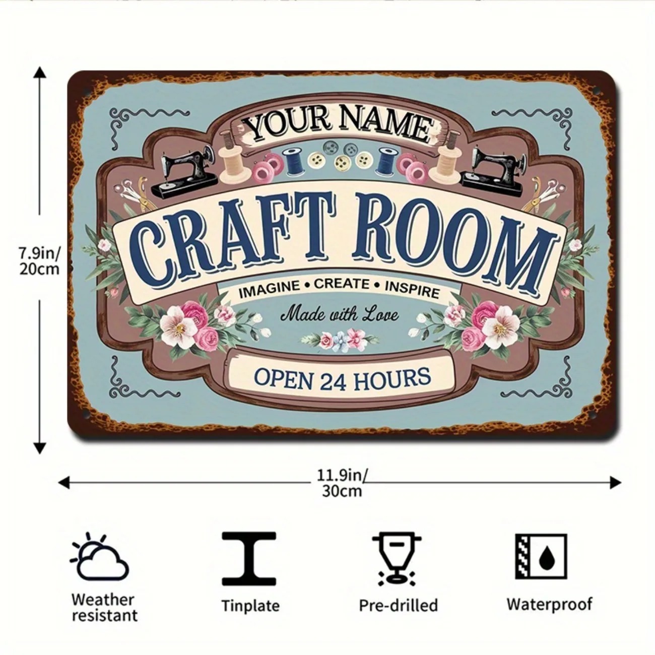 Art Craft Names - Panneau de salle d'atelier en métal