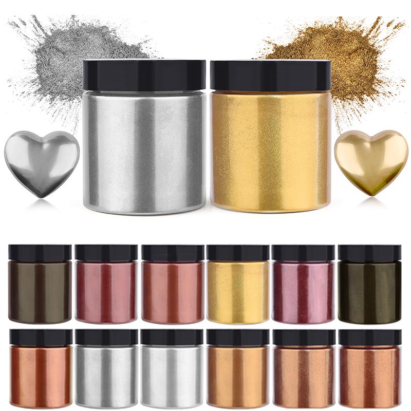 Resin Pigment Powder - 50g Shimmer métallique or argent couleur